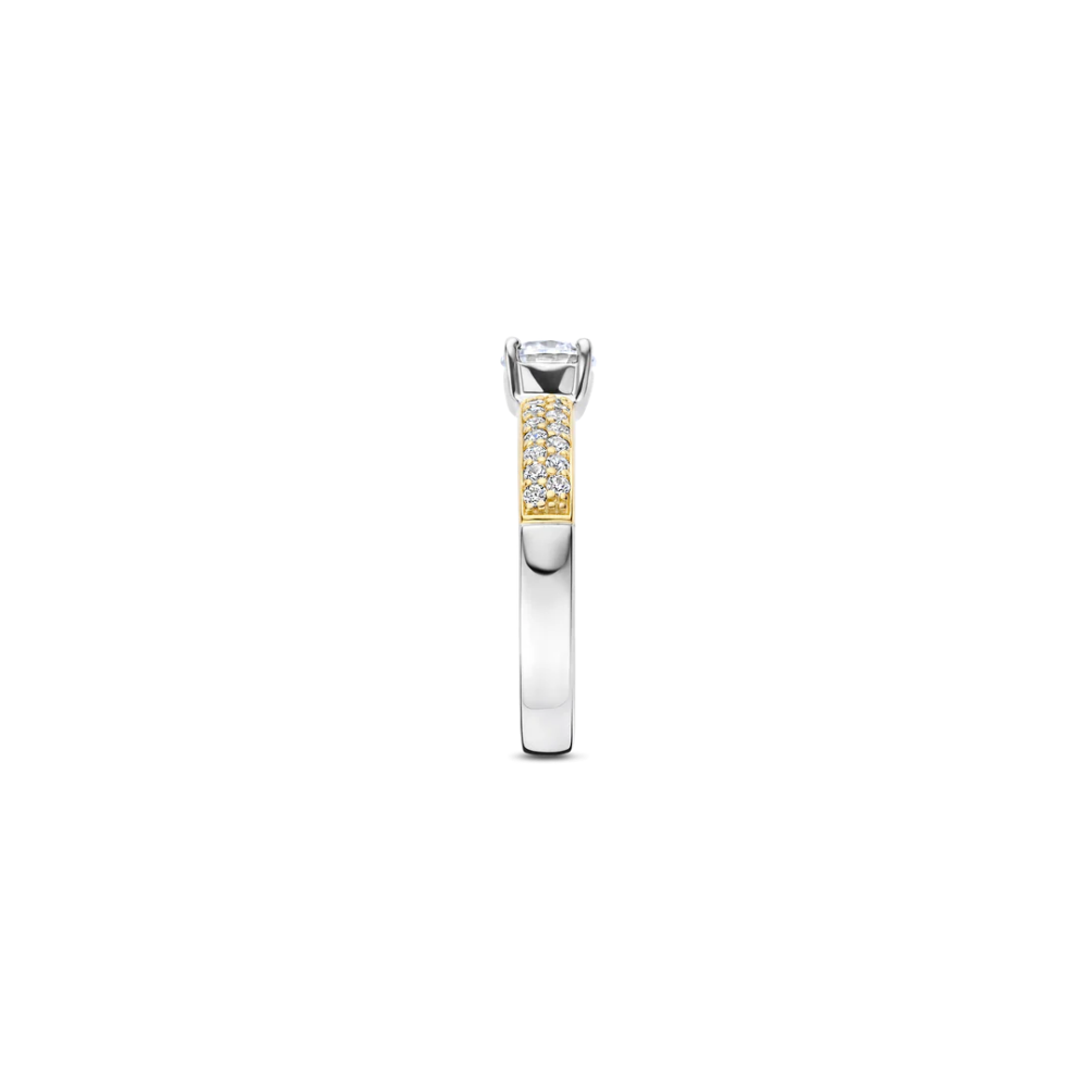 ANEL TI SENTO EM TRATA 925% BICOLOR COM ZIRCONIAS