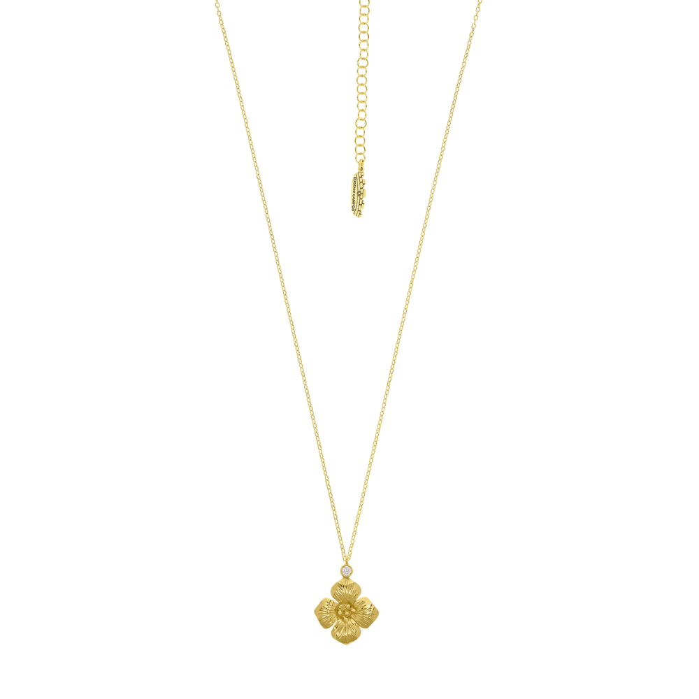COLAR EUGENIO CAMPOS EM PRATA DOURADA 925% FLOR COM ZIRCONIAS