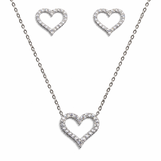 CONJUNTO DE COLAR E BRINCO EM PRATA 925 COM ZIRCONIAS