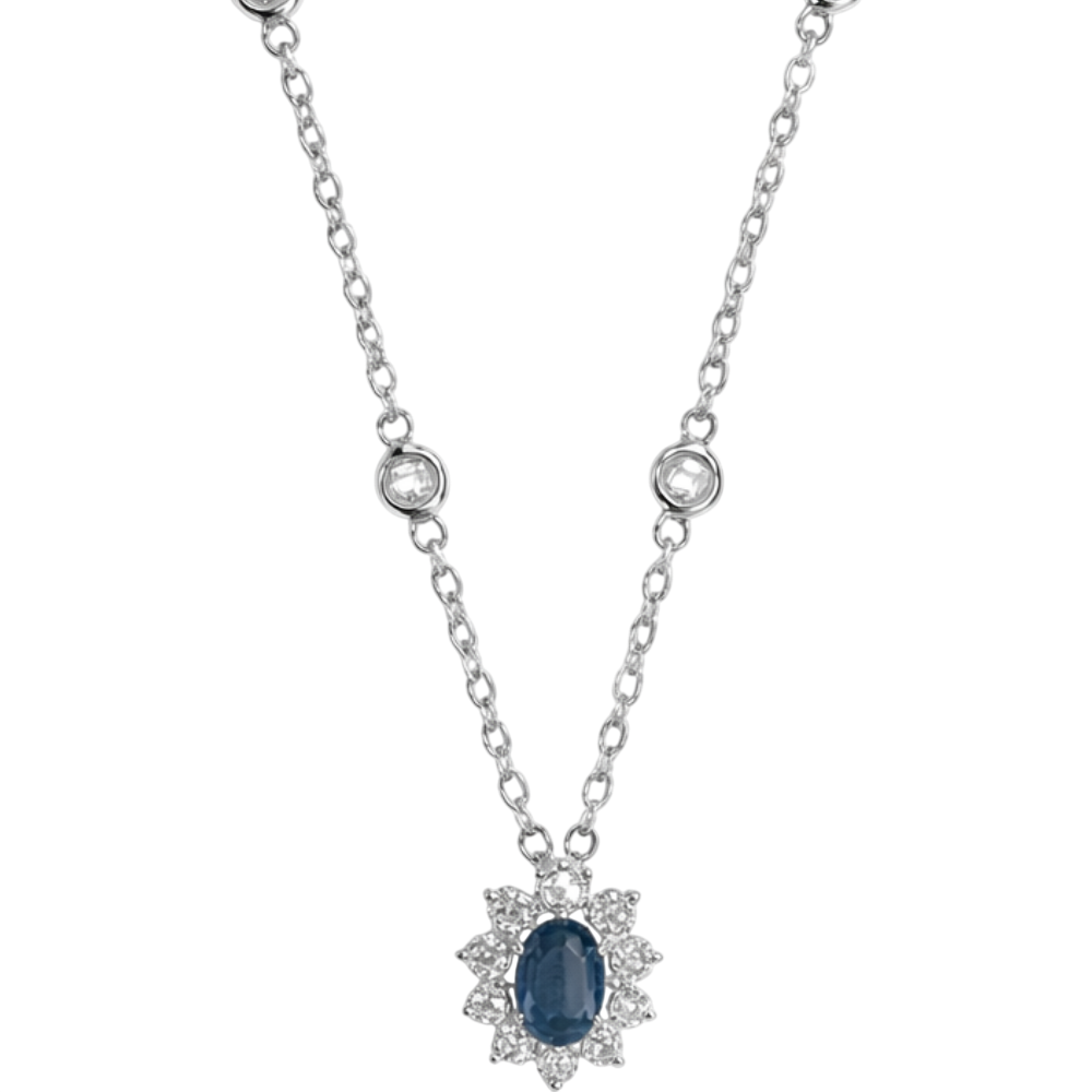 COLAR EM PRATA ZIRCÔNIA C/ PEDRA AZUL