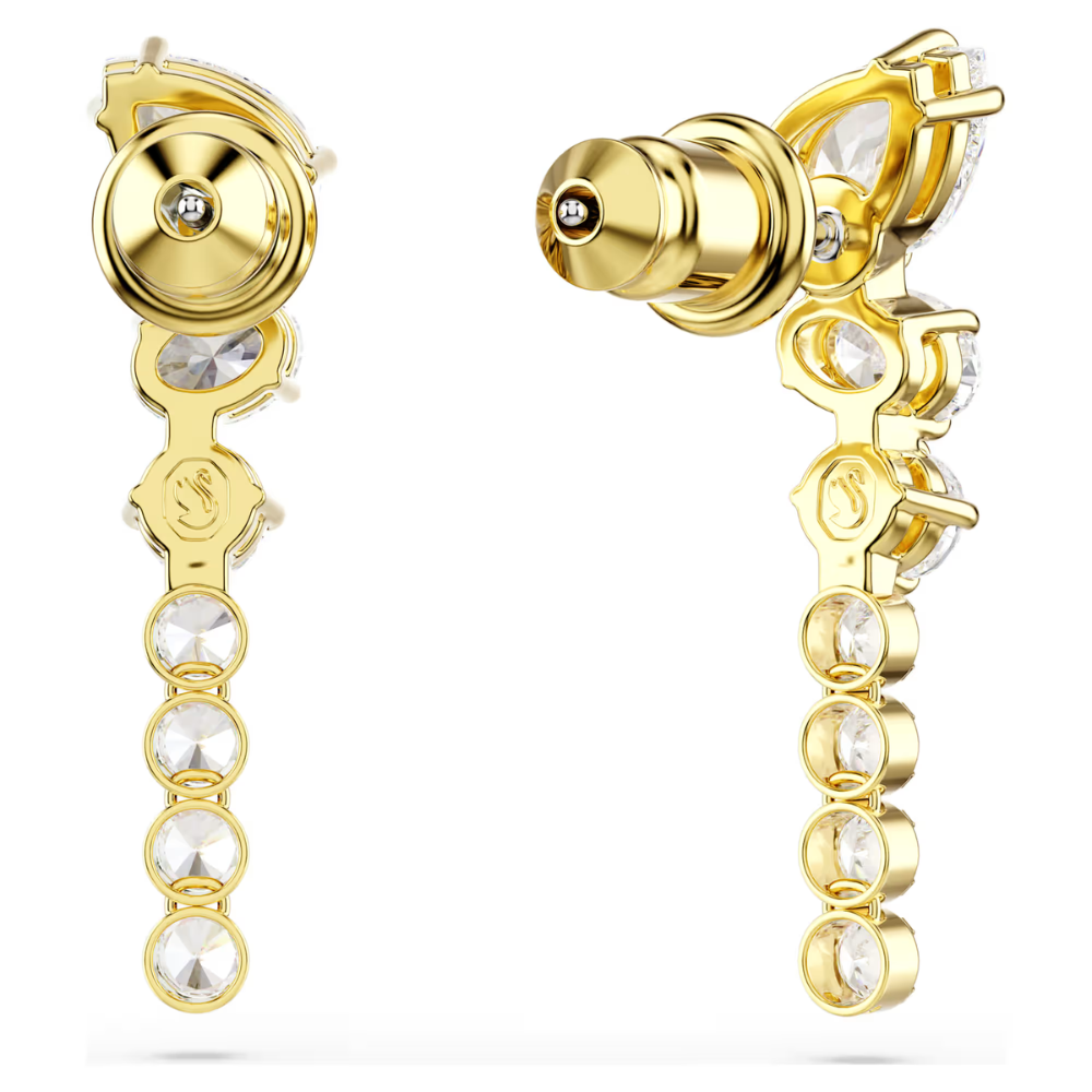 Brincos Swarovski compridos Mesmera Combinação de lapidações, Branco, Acabamento em ouro de 18 quilates