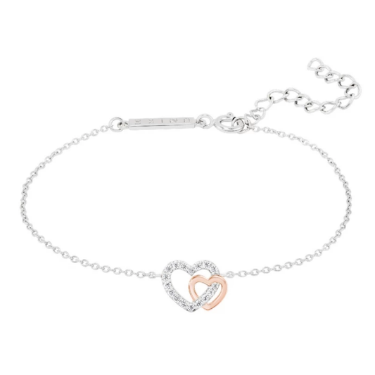 PULSEIRA UNIKE CLASSY & CHIC TWO HEARTS EM PRATA 925% COMZIRCÓNIAS "UK.PU.1204.0056"