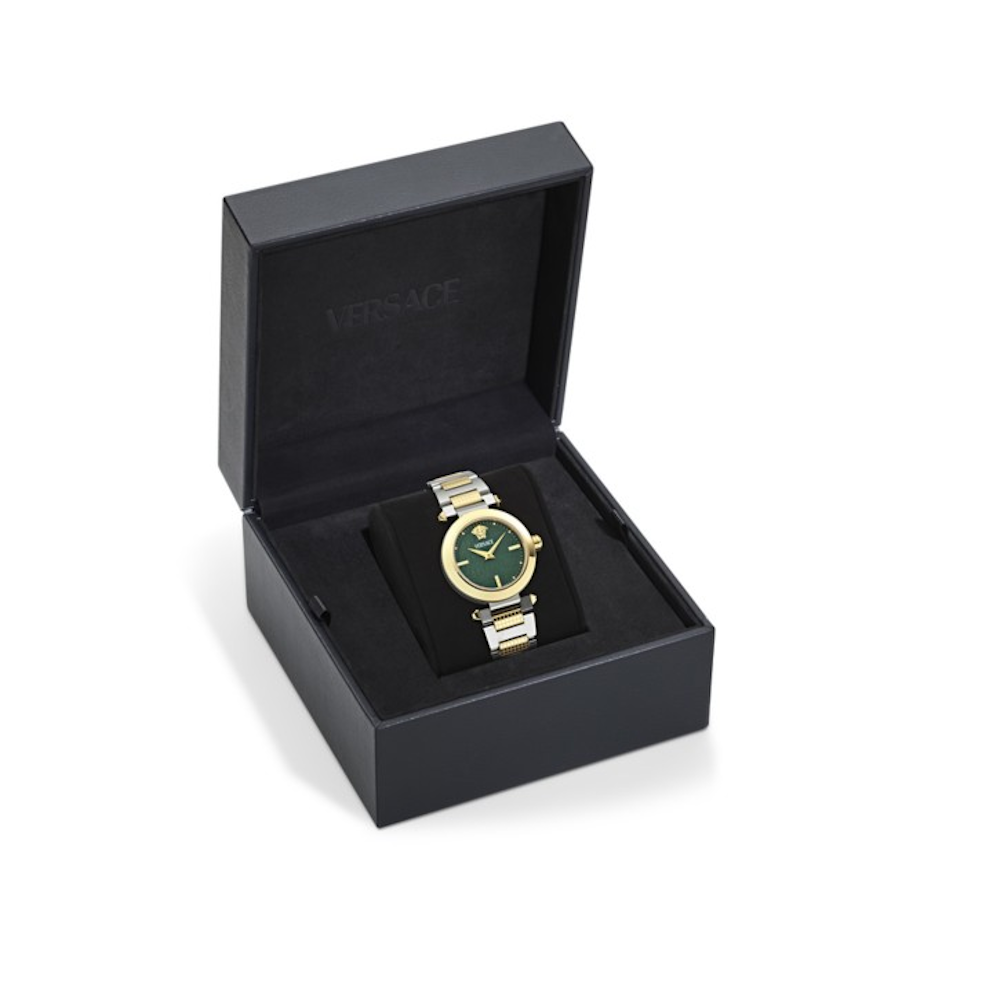 RELÓGIO VERSACE GREEK BICOLOR COM MOSTRADOR VERDE