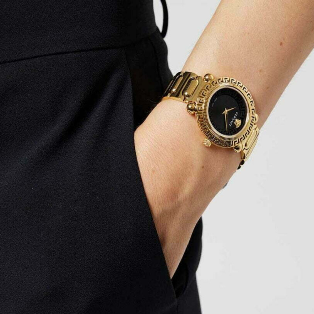 RELÓGIO VERSACE DOURADO GRECA TWIST MST PRETO