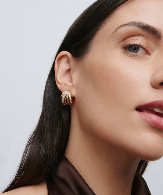 BRINCOS VIDAL & VIDAL BANHADO A OURO 18K COM ZIRCÓNIAS