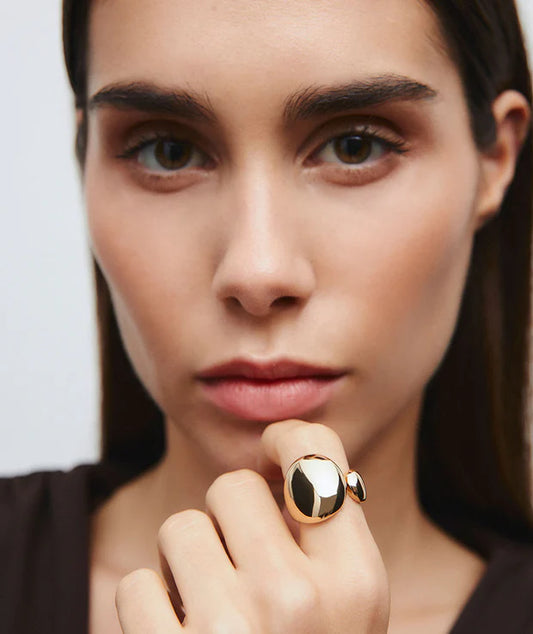 ANEL VIDAL & VIDAL EM BRONZE PLAQUEADO A OURO 18K