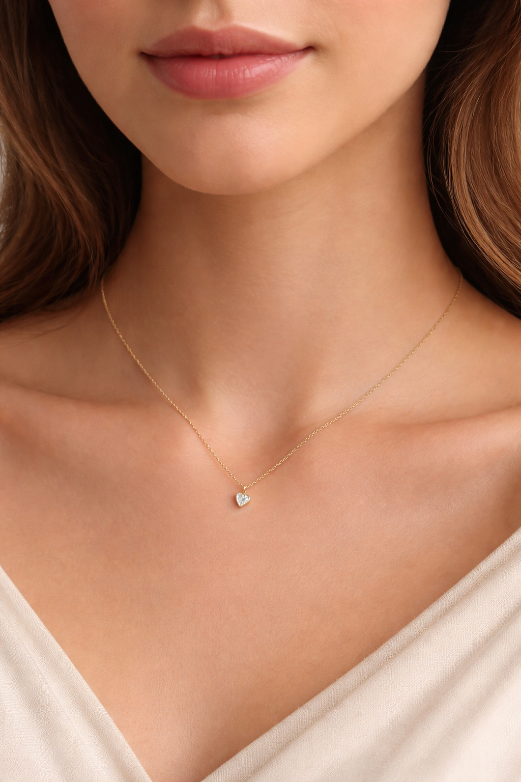 COLAR EM OURO COM ZIRCONIA ( CORAÇÃO )