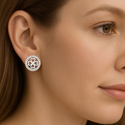 BRINCO TREVO EM PRATA 925 COM ZIRCONIAS