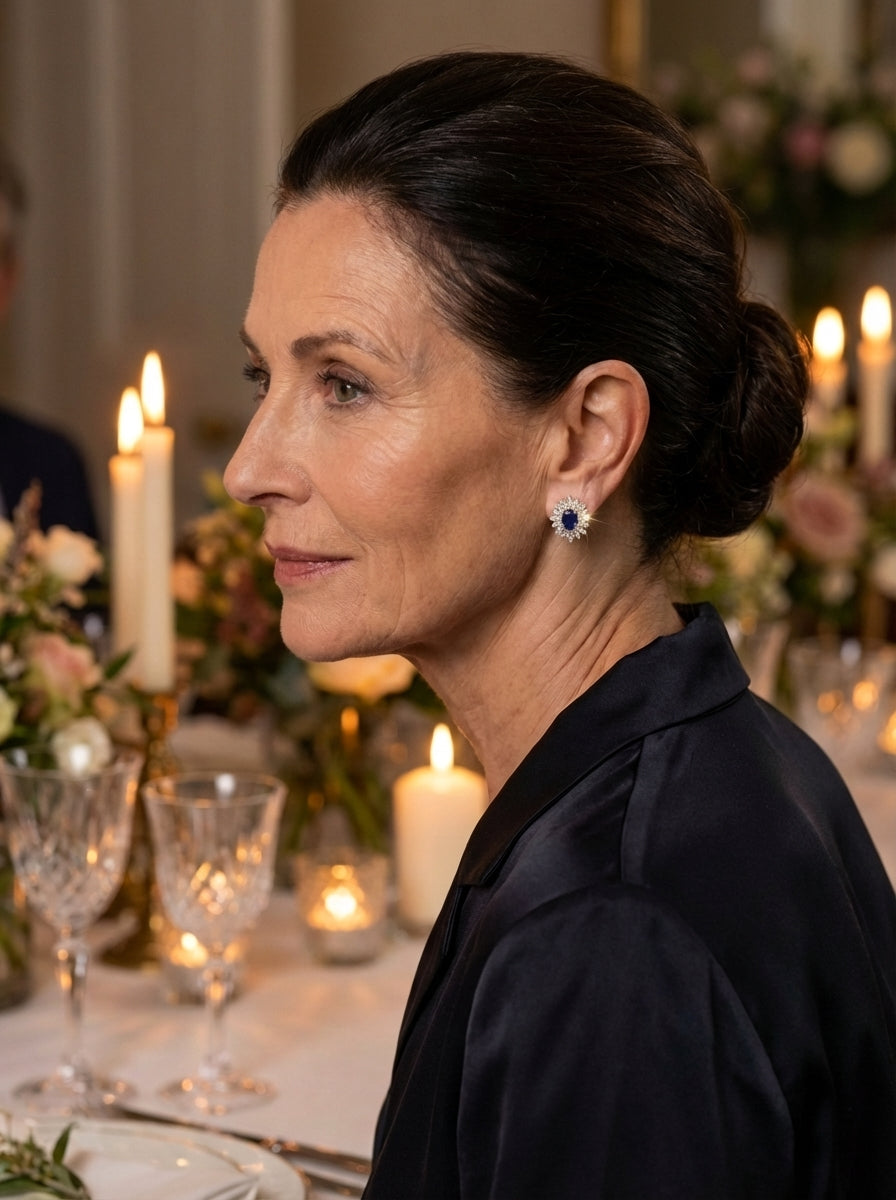 BRINCO EM PRATA C/ ZIRCÔNIA AZUL