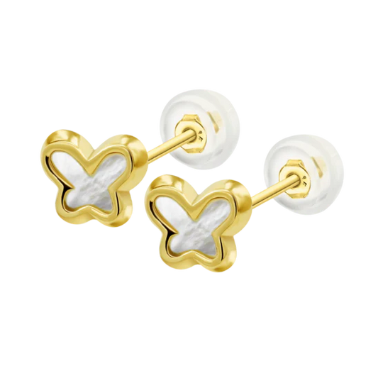 BRINCOS EM OURO 9K COM MADREPEROLA