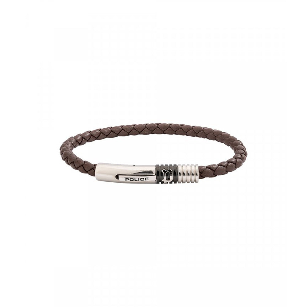 PULSEIRA POLICE EM AÇO E PELE CASTANHA