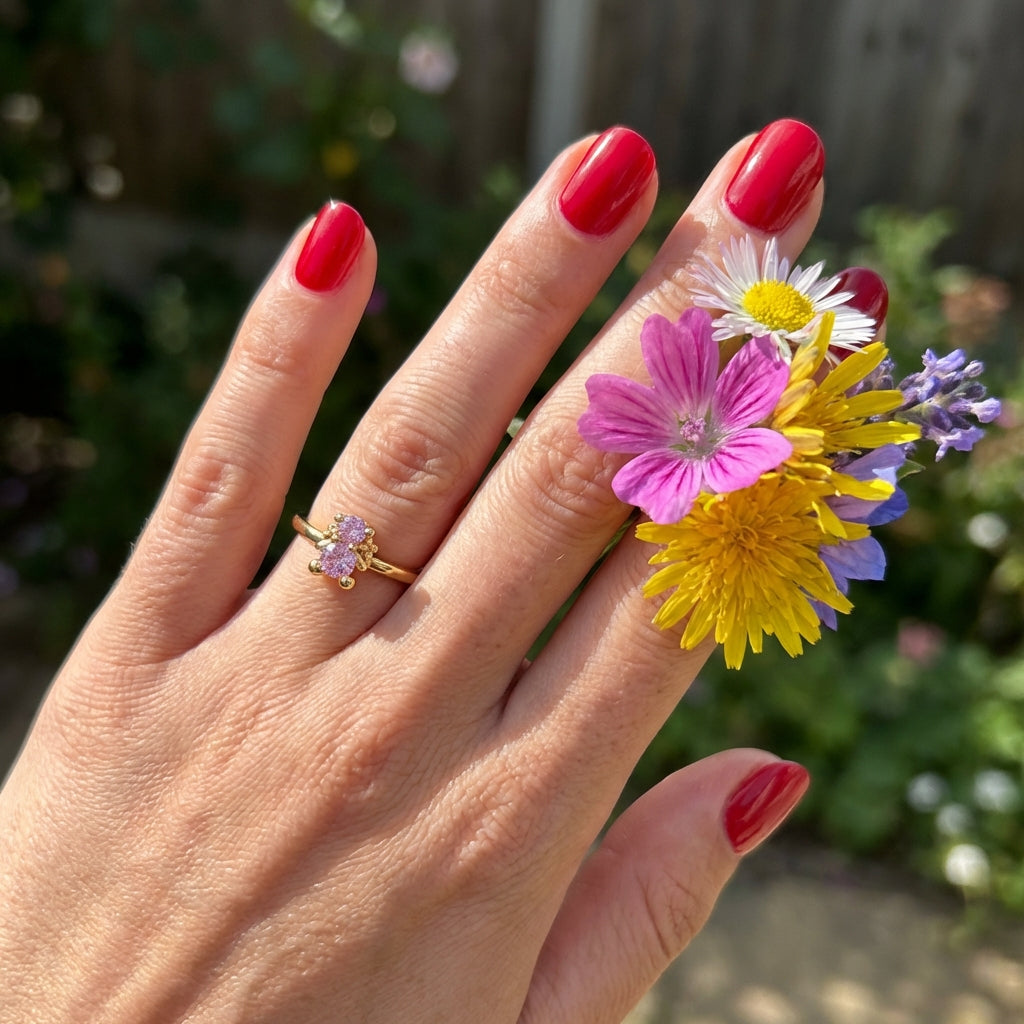 ANEL EM PRATA 925% PLAQUEADO A OURO MENINA AMORZINHO BY MOCHO