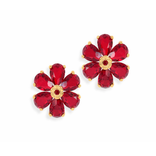 Brinco Mulher Maximo Betro em Prata Dourada com Cristais Swarovski Flor