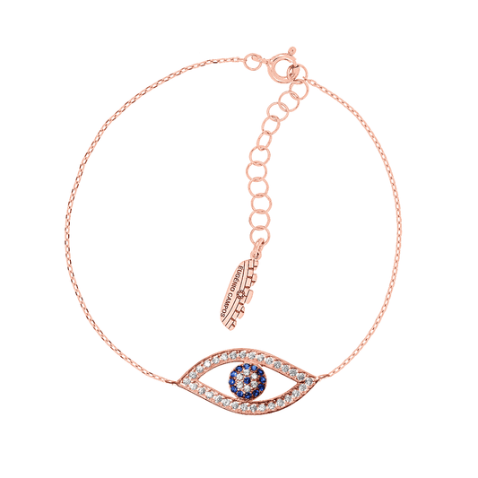 PULSEIRA EUGÉNIO CAMPOS BLUE MYSTIC EYE ROSA EM PRATA