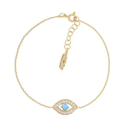 Pulseira Eugénio Campos Blessing em Prata Dourada 925 Com Turquesa