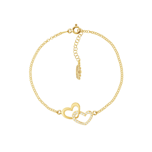 PULSEIRA PRATA 925% EUGENIO CAMPOS ( CORAÇÕES ) DOURADA C/ ZIRCONIAS