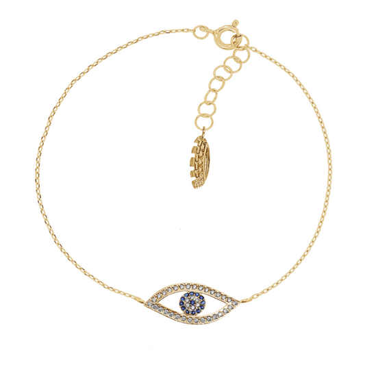 PULSEIRA EUGÉNIO CAMPOS BLUE MYSTIC EYE DOURADA EM PRATA
