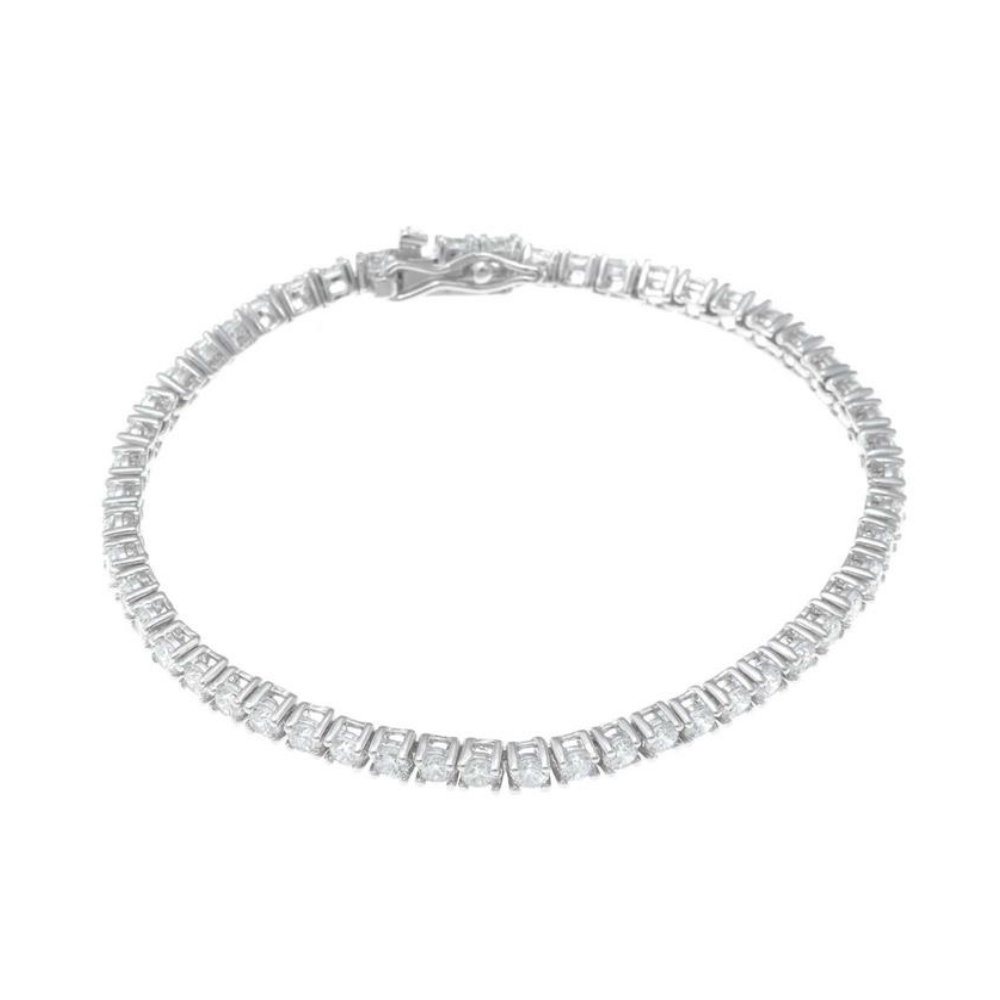 PULSEIRA SALVATORE RIVIERA EM PRATA 925% PRATEADA 7.24 GR C/ ZIRCÓNIAS BRANCAS