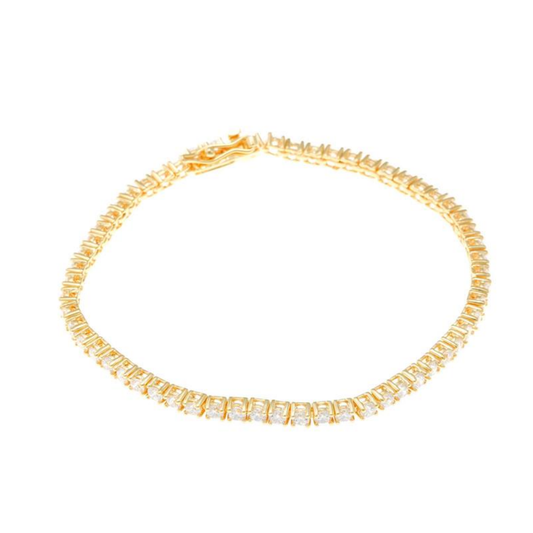 PULSEIRA SALVATORE PRATA 925 DOURADA C/ ZIRCÓNIAS BRANCAS 8.20 GR