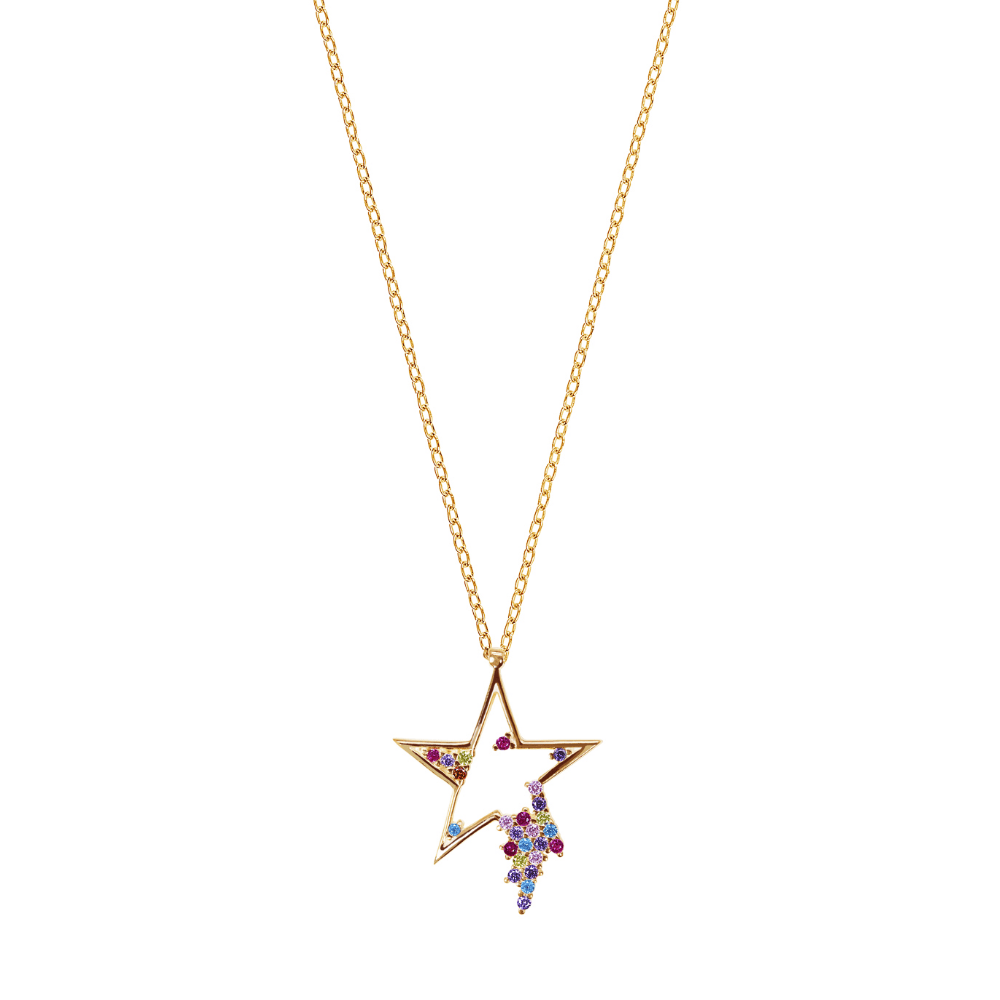 COLAR LIVELY STAR EM PRATA DOURADA COM ZIRCÓNIAS