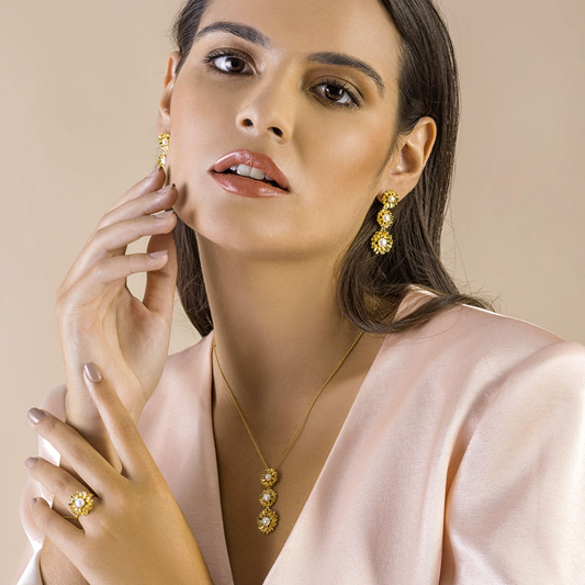 FIO EUGÉNIO CAMPOS EM PRATA 925% DOURADA C/ PÉROLAS