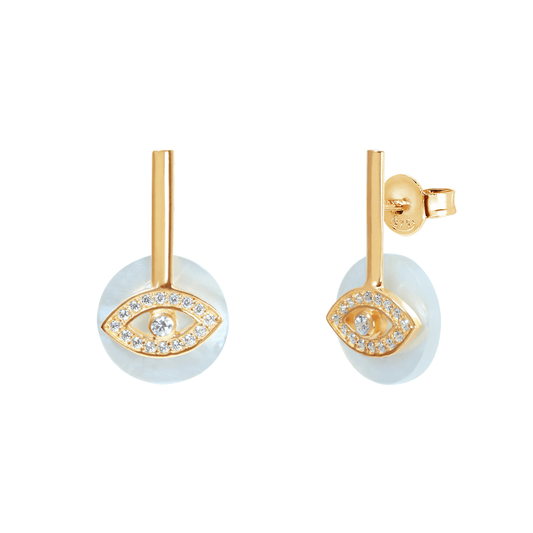 Brincos Eugénio Campos em Prata Dourada com Madrepérola