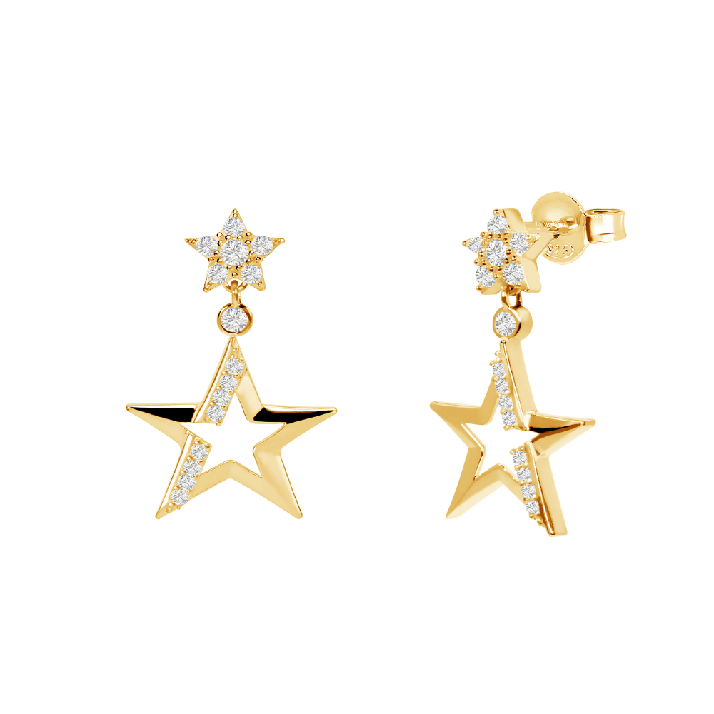 Brincos Eugénio Campos Scintillant em Prata Dourada 925 com Pedras Zircónias