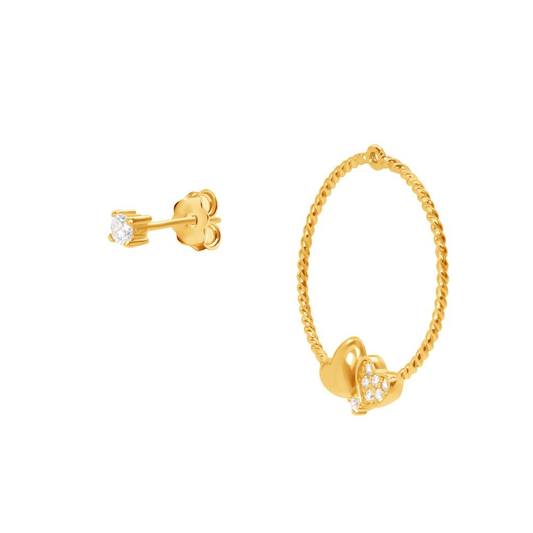 BRINCOS EUGENIO CAMPOS EM PRATA 925% DOURADA C/ ZIRCONIAS