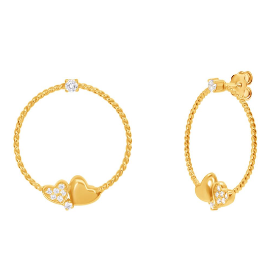 BRINCOS EUGENIO CAMPOS EM PRATA 925% DOURADA C/ ZIRCONIAS