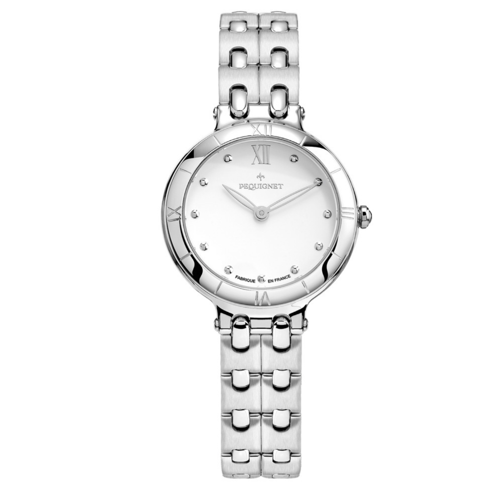 Relógio Pequignet em Aço Moorea Mostrador Branco