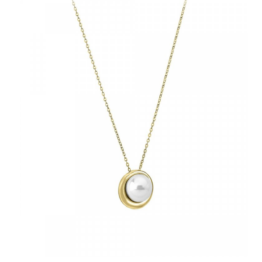 COLAR MAJORICA EM PRATA 925% DOURADA C/ PEROLA 12MM