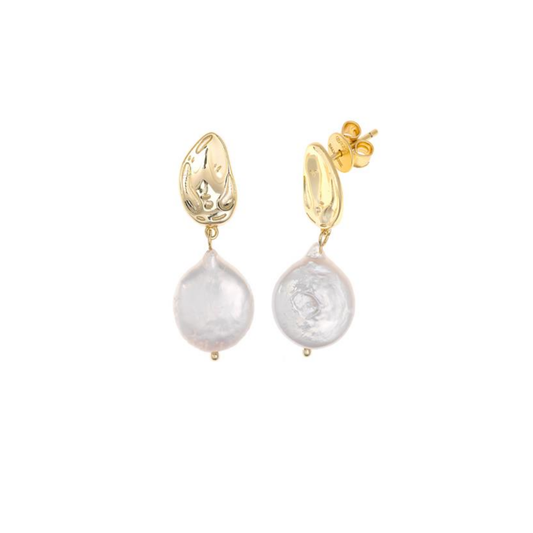 BRINCOS SALVATORE EM PRATA 925% DOURADA C/ PEROLA