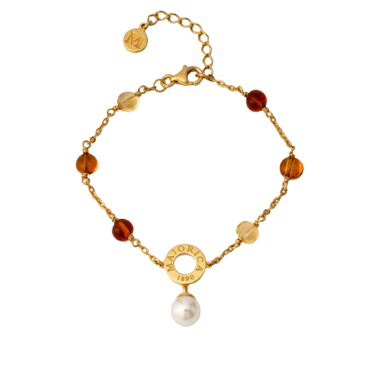 PULSEIRA MAJORICA EM PRATA 925% DOURADA COM PÉROLA MURANO 2.64GR