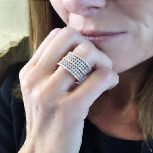 ANEL SALVATORE EM PRATA 925% ROSE GOLD C/ ZIRCÓNIAS