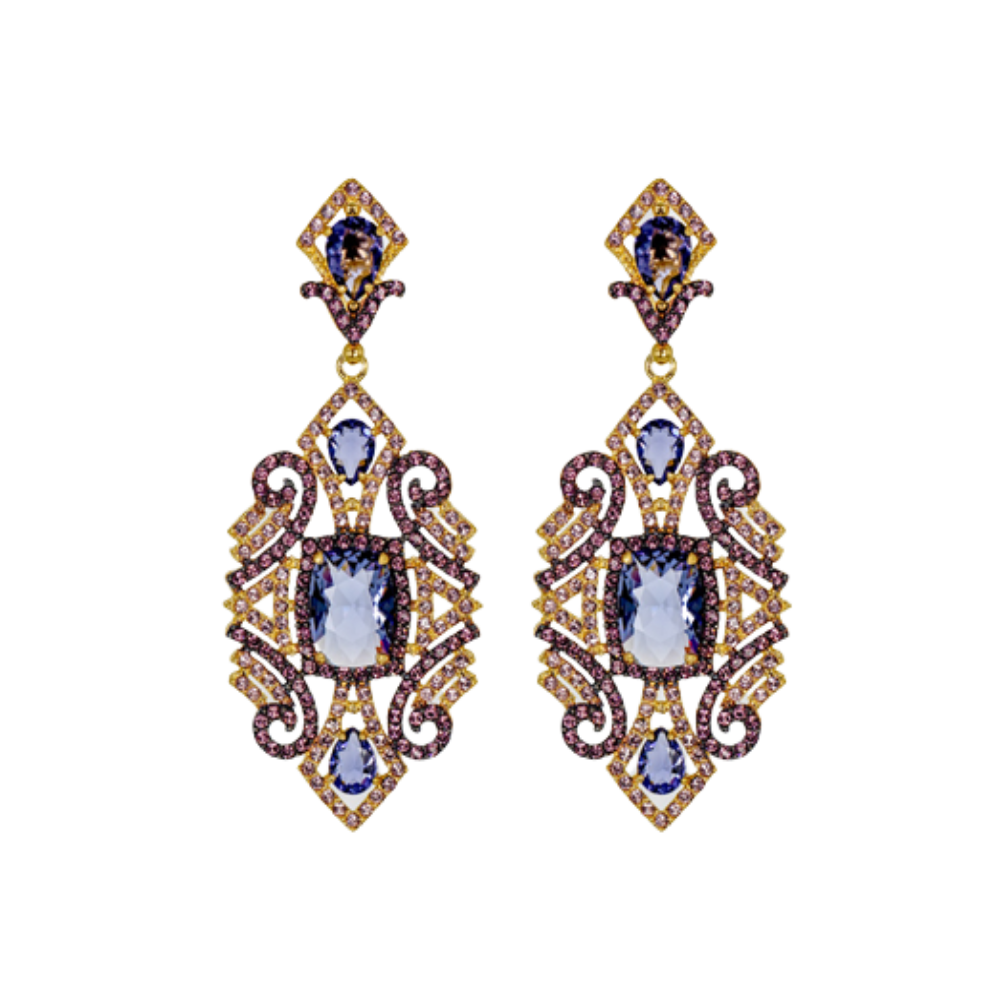 BRINCOS EM PRATA 925 C/CRISTAIS SWAROVSKI 16.7GR 40083 PT