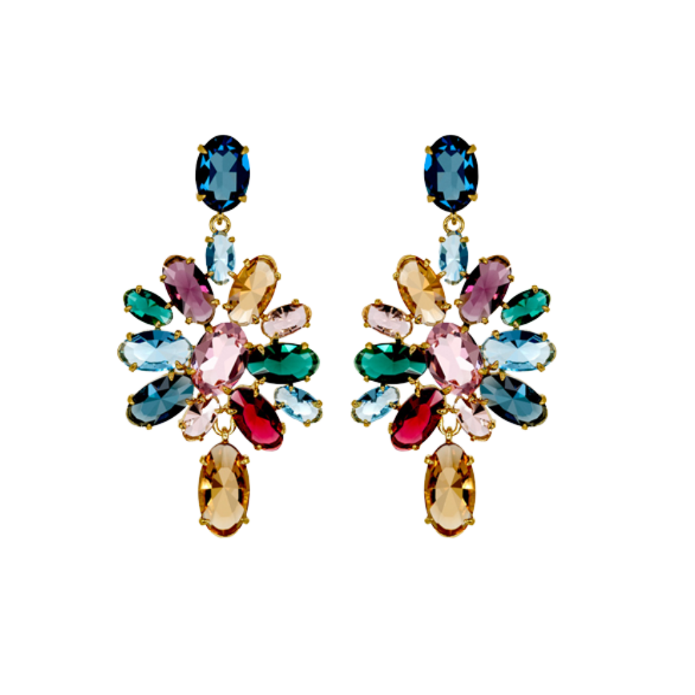 BRINCOS EM PRATA 925 C/CRISTAIS SWAROVSKI 40092 PT
