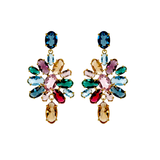 BRINCOS EM PRATA 925 C/CRISTAIS SWAROVSKI 40092 PT