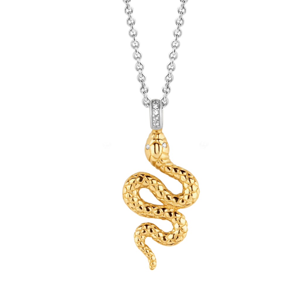 Fio com Pendente Mulher Ti Sento Cobra em Prata 925 Dourada