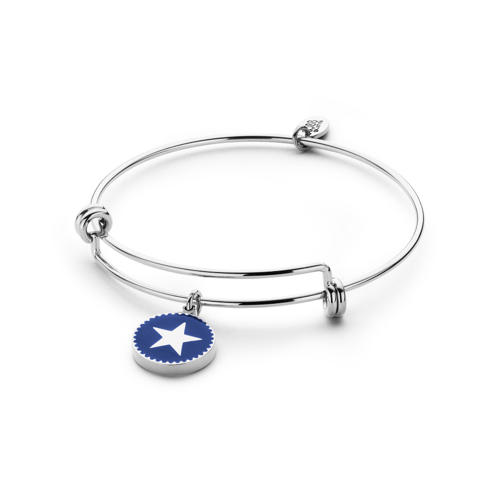 Pulseira Mulher Co88 Prateada Estrela Azul