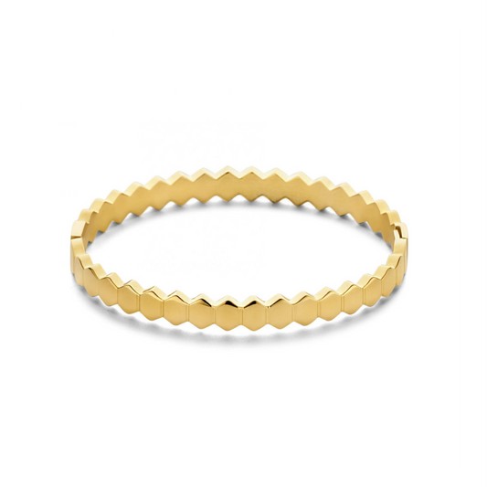 ESCRAVA CO88 EM AÇO DOURADO HEXÁGONOS C/ CHARNEIRA