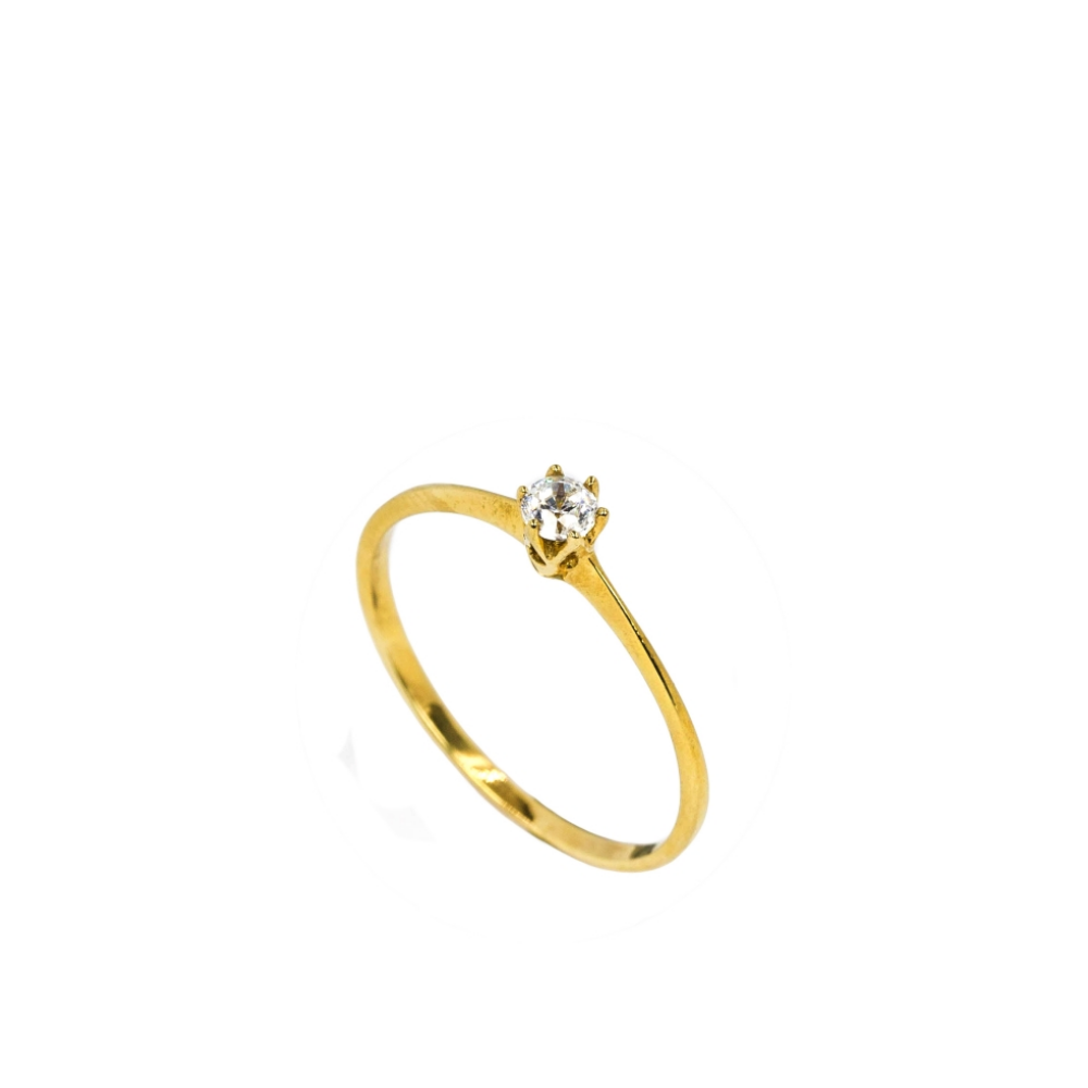 ANEL SOLITÁRIO EM OURO 19.2K COM ZIRCÓNIA