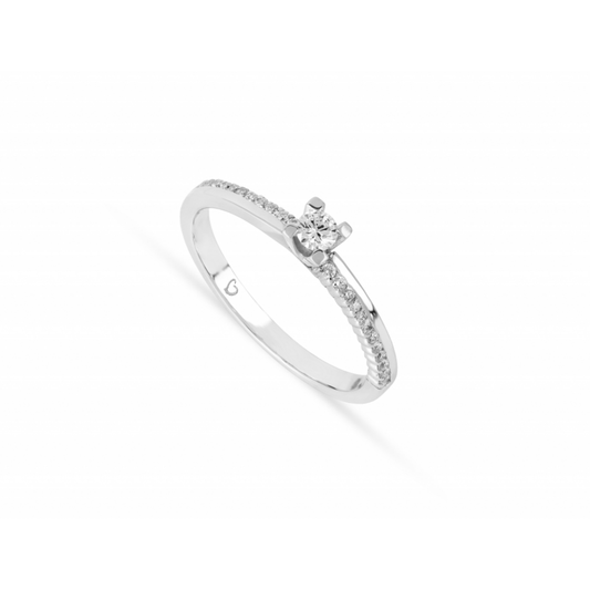 Anel Romantis em Ouro Branco 19,2k com Diamantes 0.14 Ct H-Vs