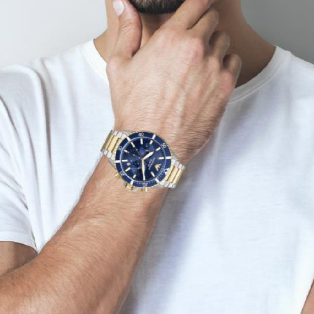 RELOGIO EMPORIO ARMANI BICOLOR MUST. AZUL