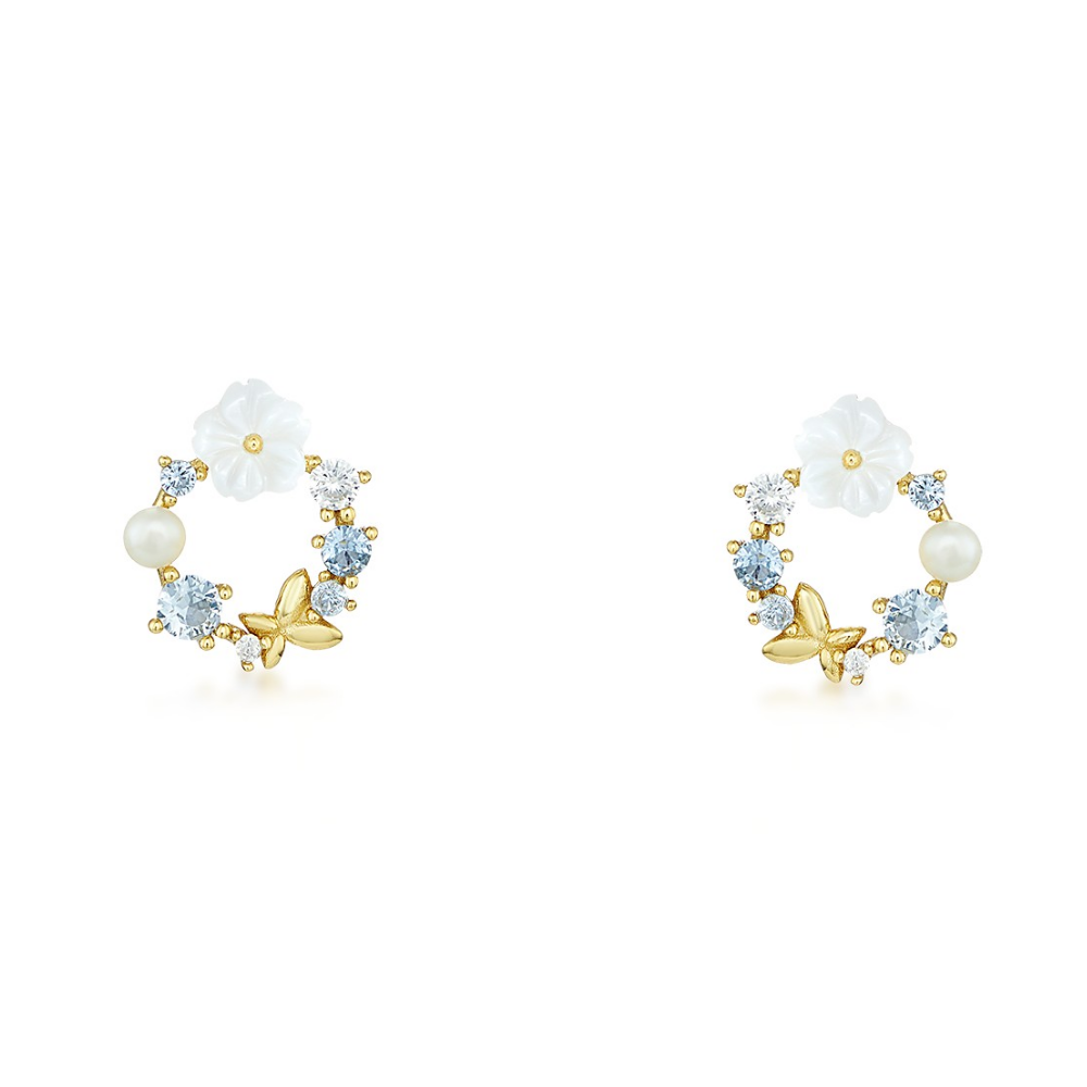 BRINCOS EM PRATA 925 DOURADO COM ZIRCÓNIAS