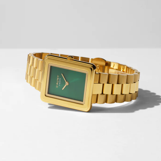 RELÓGIO CAUNY FACETT AÇO DOURADO C/ MOSTRADOR VERDE