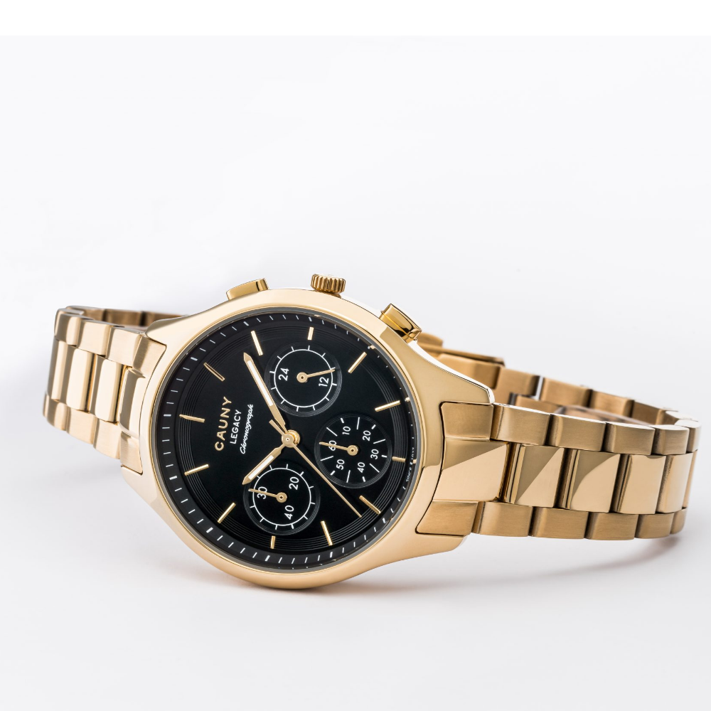 RELOGIO CAUNY LEGACY 36mm DOURADO MUST. PRETO