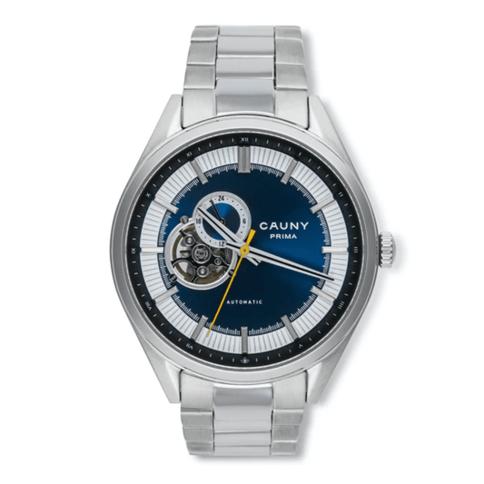 Relógio Cauny Prima Open Heart Mostrador Azul Automático