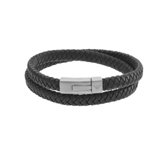 Pulseira Emporio Armani em Pele Preta