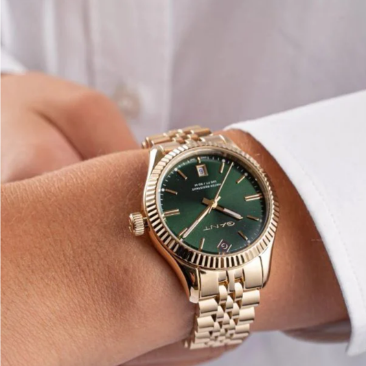 RELÓGIO GANT EM AÇO DOURADO SUSSEX DIAL VERDE