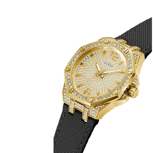 RELÓGIO GUESS PRETO/DOURADO SHIMMER MOSTRAFOR C/ ZIRÓNIAS